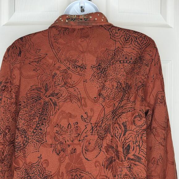 Chico's Open Front Embroidered Cotton Jacket Size Small - Picture 4 of 7